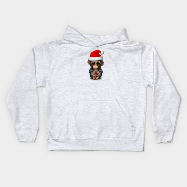 Baby Chimp Wearing a Santa Hat Kids Hoodie by jeffbartels